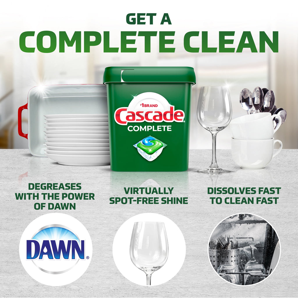 (2 pack) Cascade Complete Dishwasher Pods, Action Pacs Dishwasher Detergent, Dishwasher Tabs, Fresh, 78 Count