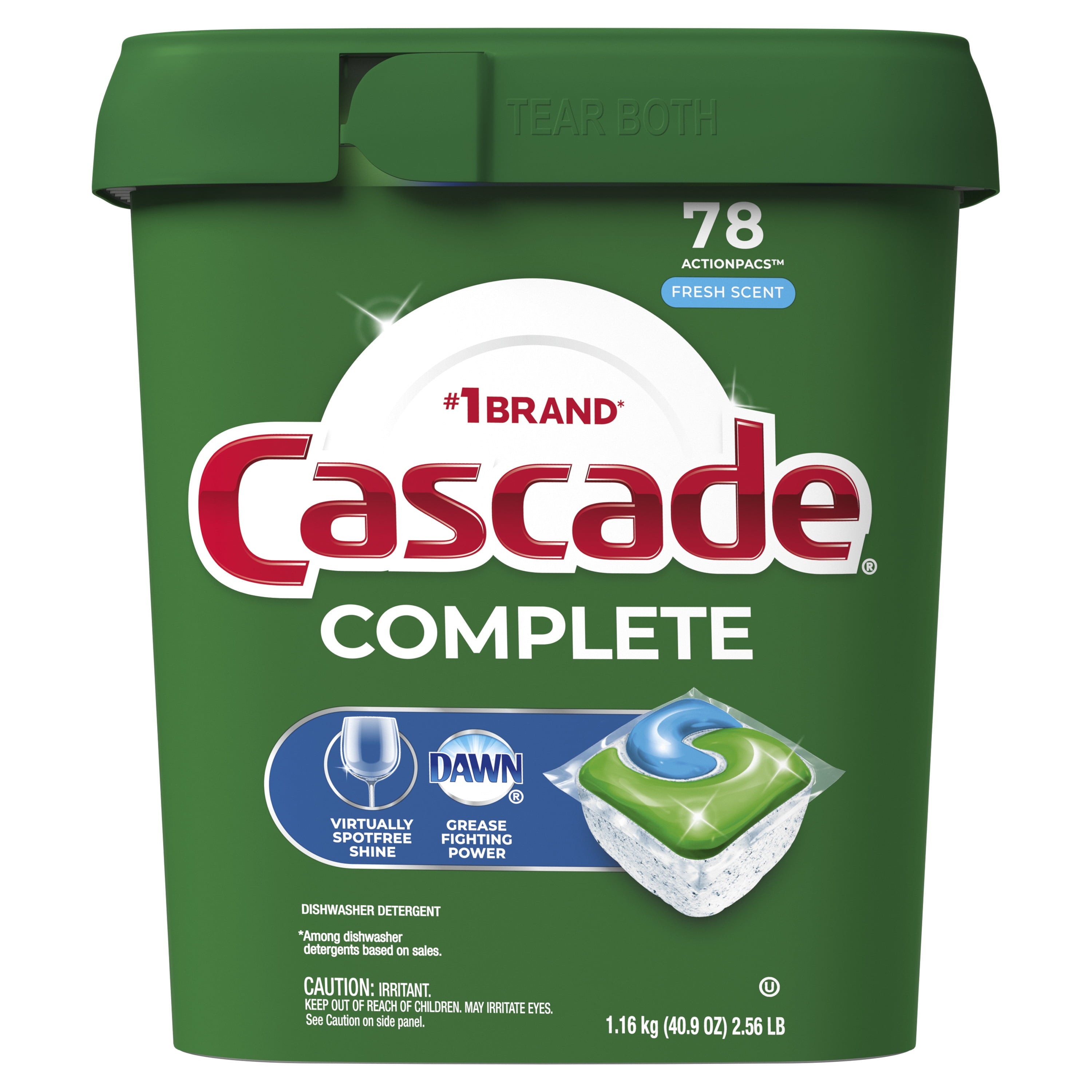 (2 pack) Cascade Complete Dishwasher Pods, Action Pacs Dishwasher Detergent, Dishwasher Tabs, Fresh, 78 Count