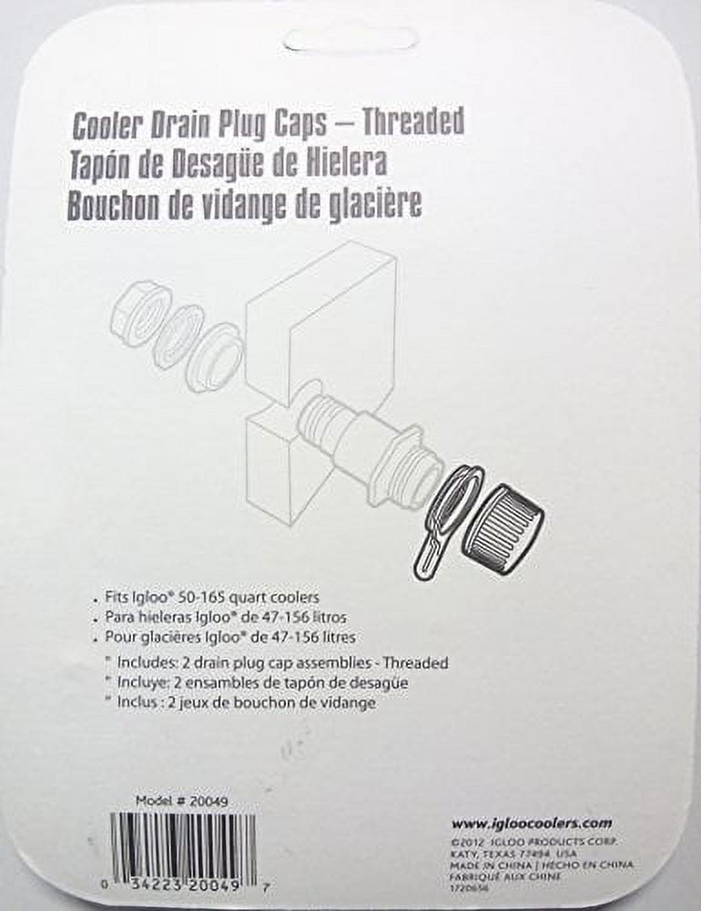 Tethered Drain Plug Caps, White