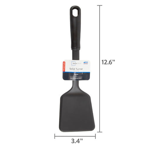 (8 pack) Solid Kitchen Turner, Nylon, Black, Diamond Pattern Handle