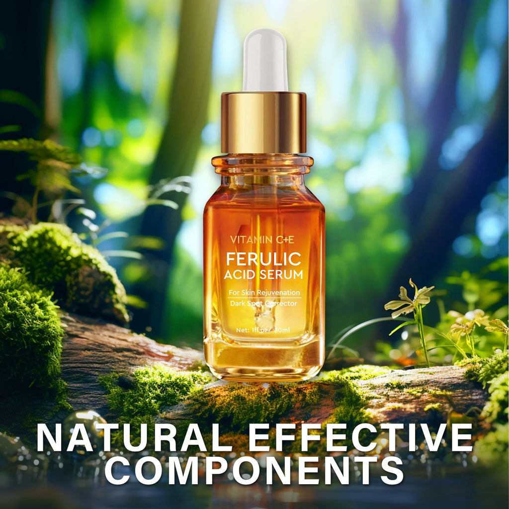 30ml essence of ferulic acid, rich in vitamins and hyaluronic acid. Help improve skin quality, moisturize and nourish.