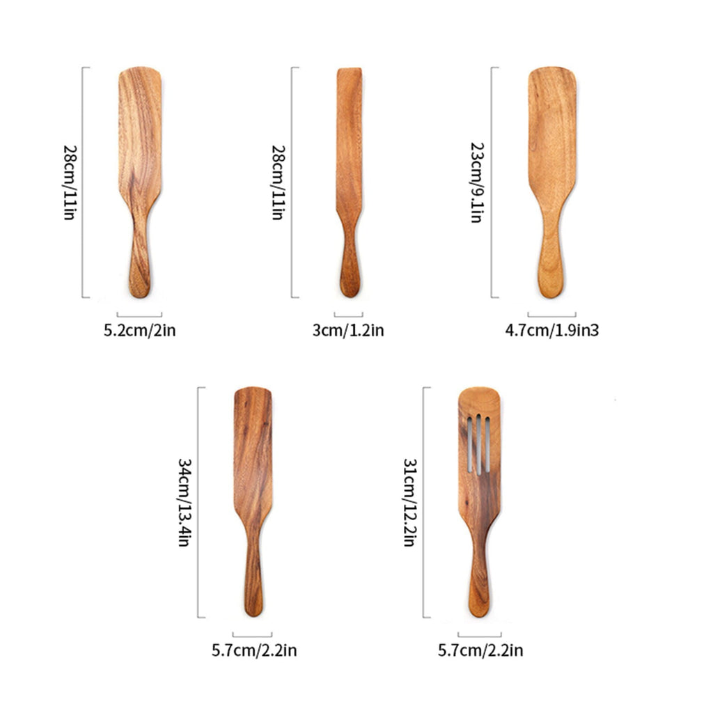 Clearance!! Wooden Spurtle Teak Spurtles Kitchen Tools Wooden Spatula for Cooking Wood Utensils Non Stick Cookware for Serving Stirring Mixing Scraping Scooping Cooking Utensil