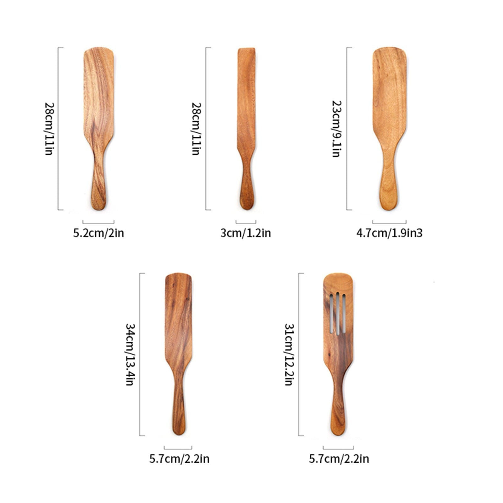 Clearance!! Wooden Spurtle Teak Spurtles Kitchen Tools Wooden Spatula for Cooking Wood Utensils Non Stick Cookware for Serving Stirring Mixing Scraping Scooping Cooking Utensil