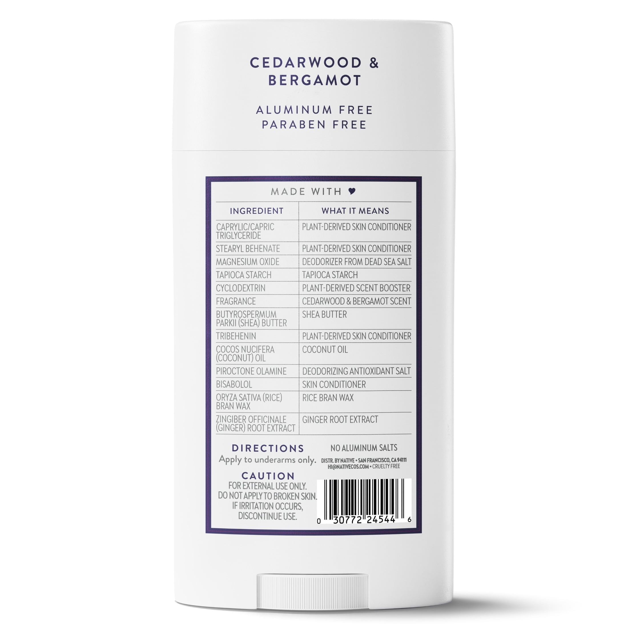 Aluminum Free Deodorant For Men, 72 Hour Solid Deodorant Stick, Cedarwood &amp; Bergamot, 3.1oz