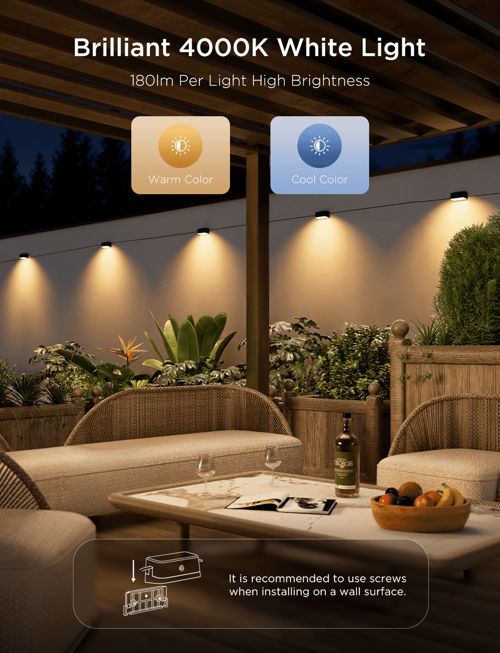 Outdoor Deck Light - LED, 72 Ft Cord, Modern Style - 12 Pack