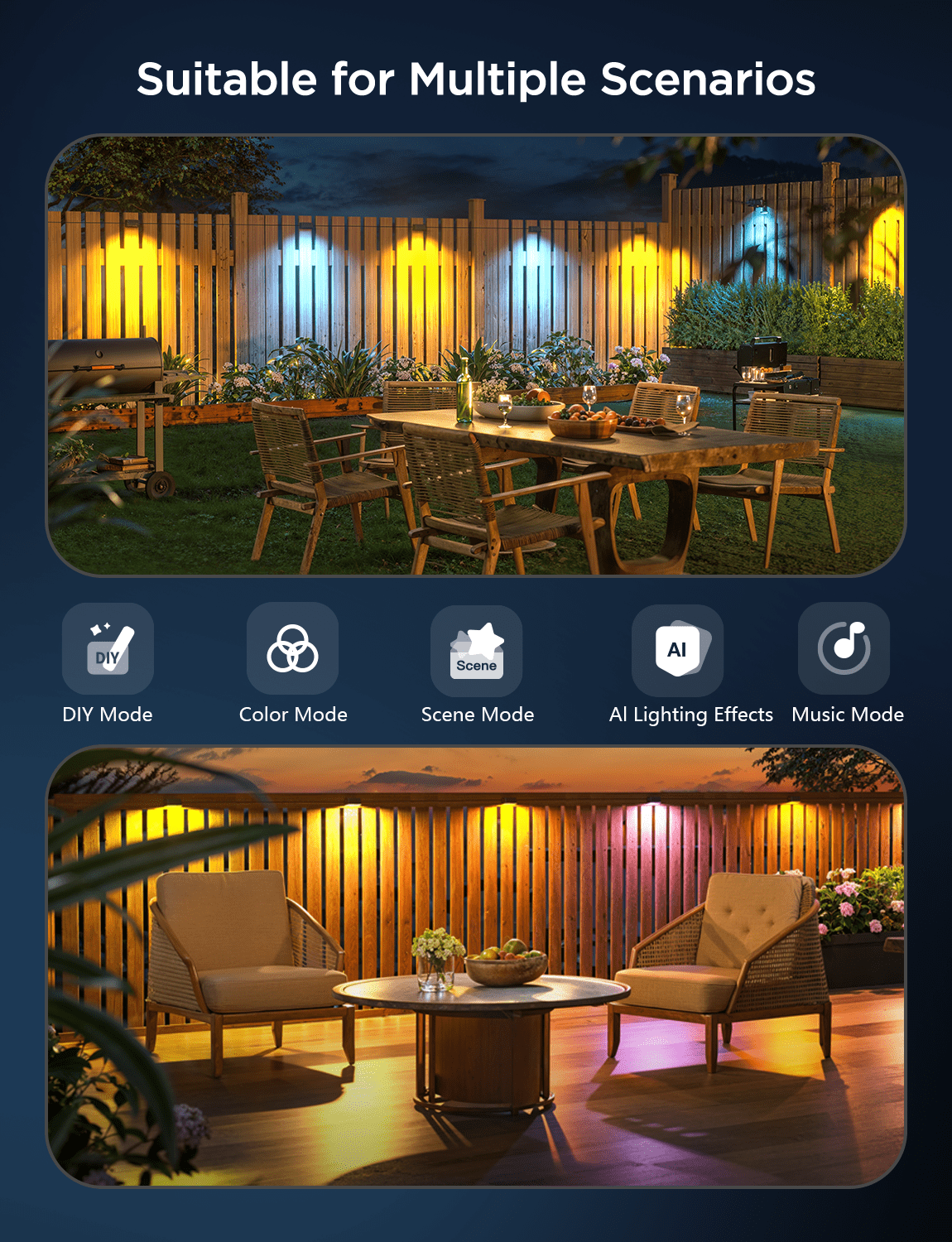 Outdoor Deck Light - LED, 72 Ft Cord, Modern Style - 12 Pack