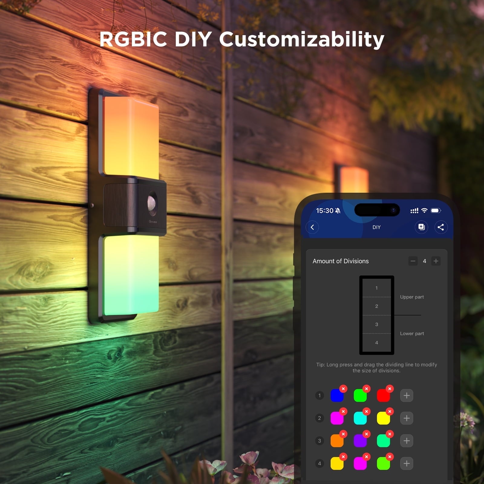 Smart Outdoor Wall Light For House, LED Multicolor Dimmable, IP65 Waterproof, Wi-Fi Control,Corded Electric, 1 Pack