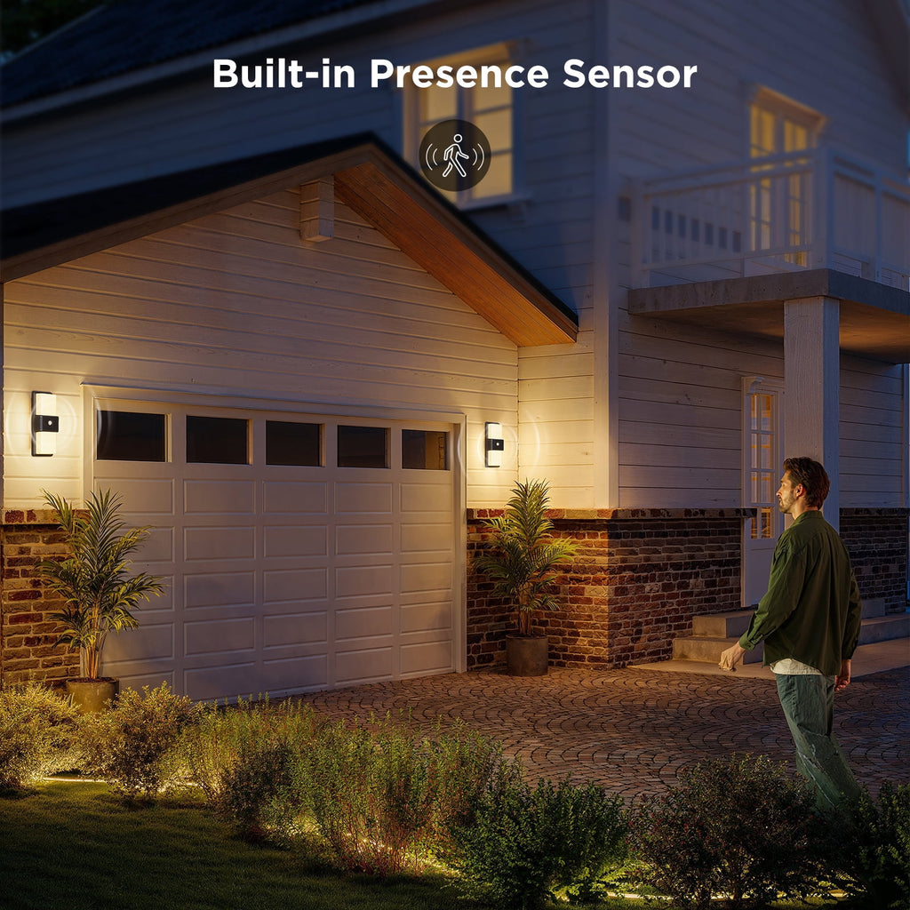 Smart Outdoor Wall Light For House, LED Multicolor Dimmable, IP65 Waterproof, Wi-Fi Control,Corded Electric, 1 Pack