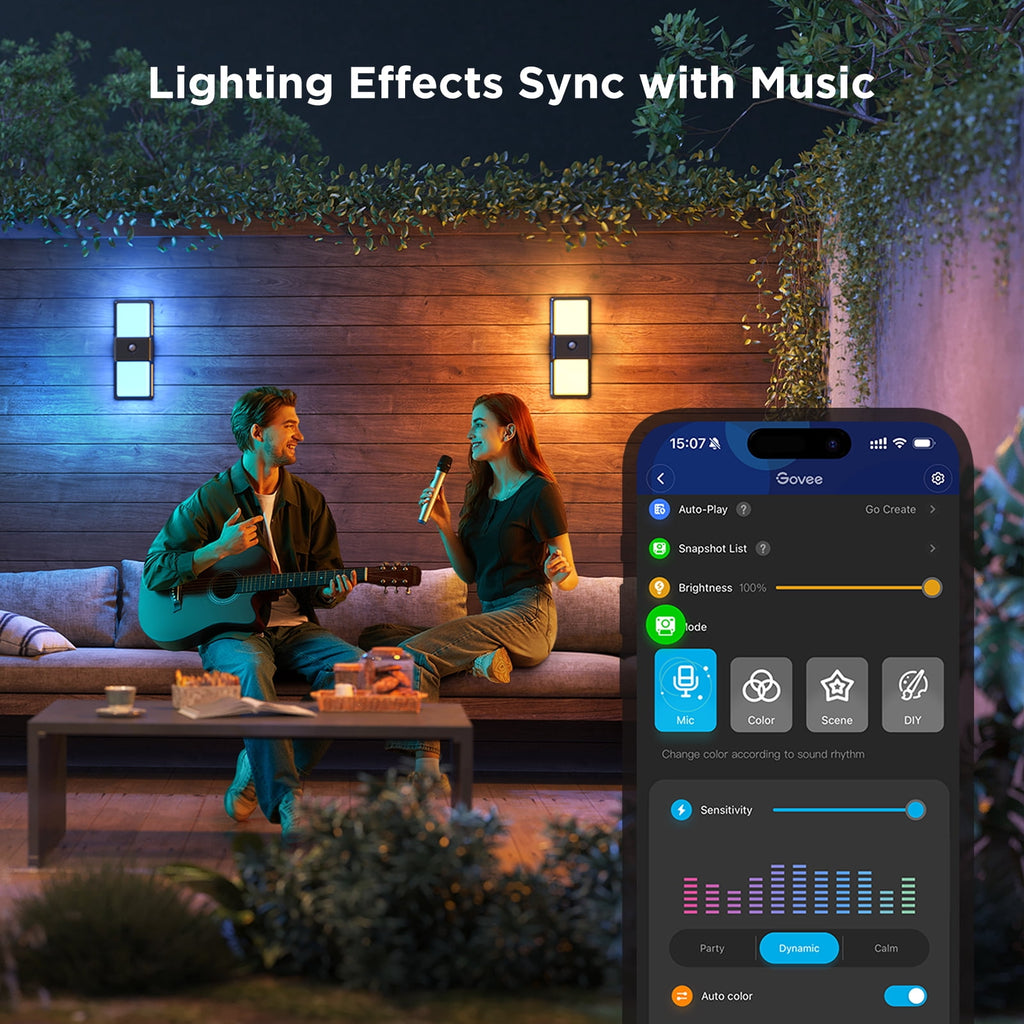 Smart Outdoor Wall Light For House, LED Multicolor Dimmable, IP65 Waterproof, Wi-Fi Control,Corded Electric, 1 Pack