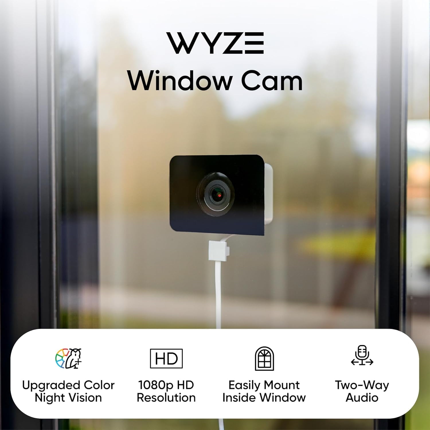 Window Camera, WiFi Indoor HD Home Security Camera, Upgraded Color Night Vision, Anti-Glare, AI-Powered Motion Detection, Easy &amp; Quick Setup, 24/7 Recording, Works with Assistants