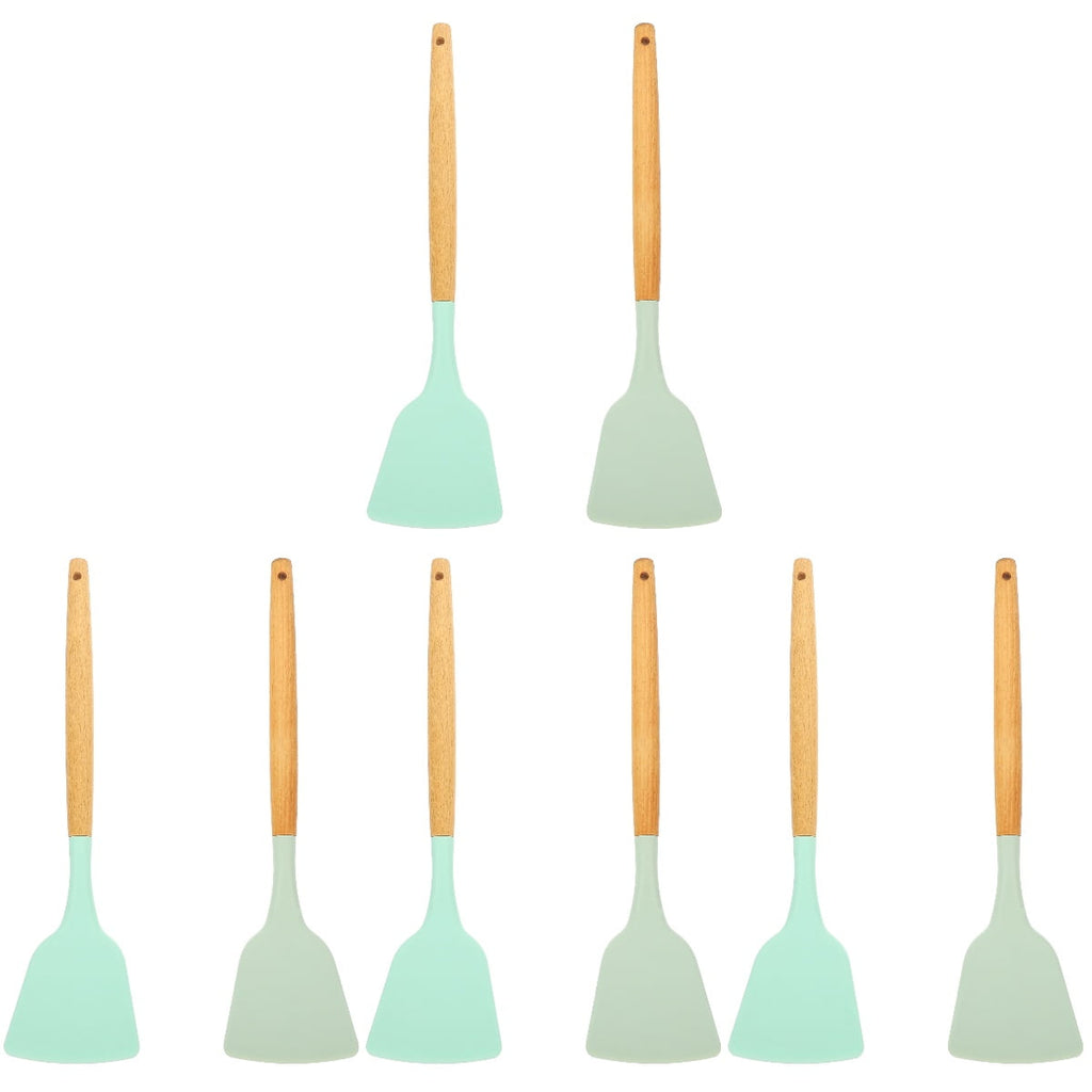 8-Piece Silicone Cooking Utensil Set with Wood Handles, Scratch Resistant, Kitchen Tools for Home