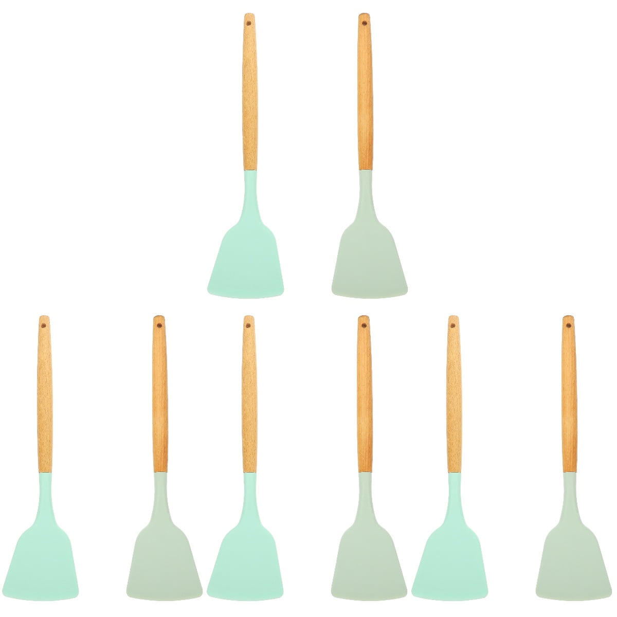 8-Piece Silicone Cooking Utensil Set with Wood Handles, Scratch Resistant, Kitchen Tools for Home