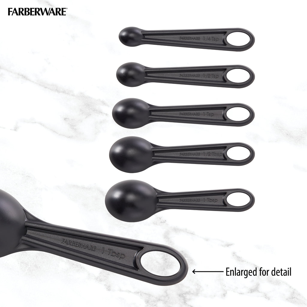 10 Piece Plastic Nesting Measuring Cup and Spoon Set Black