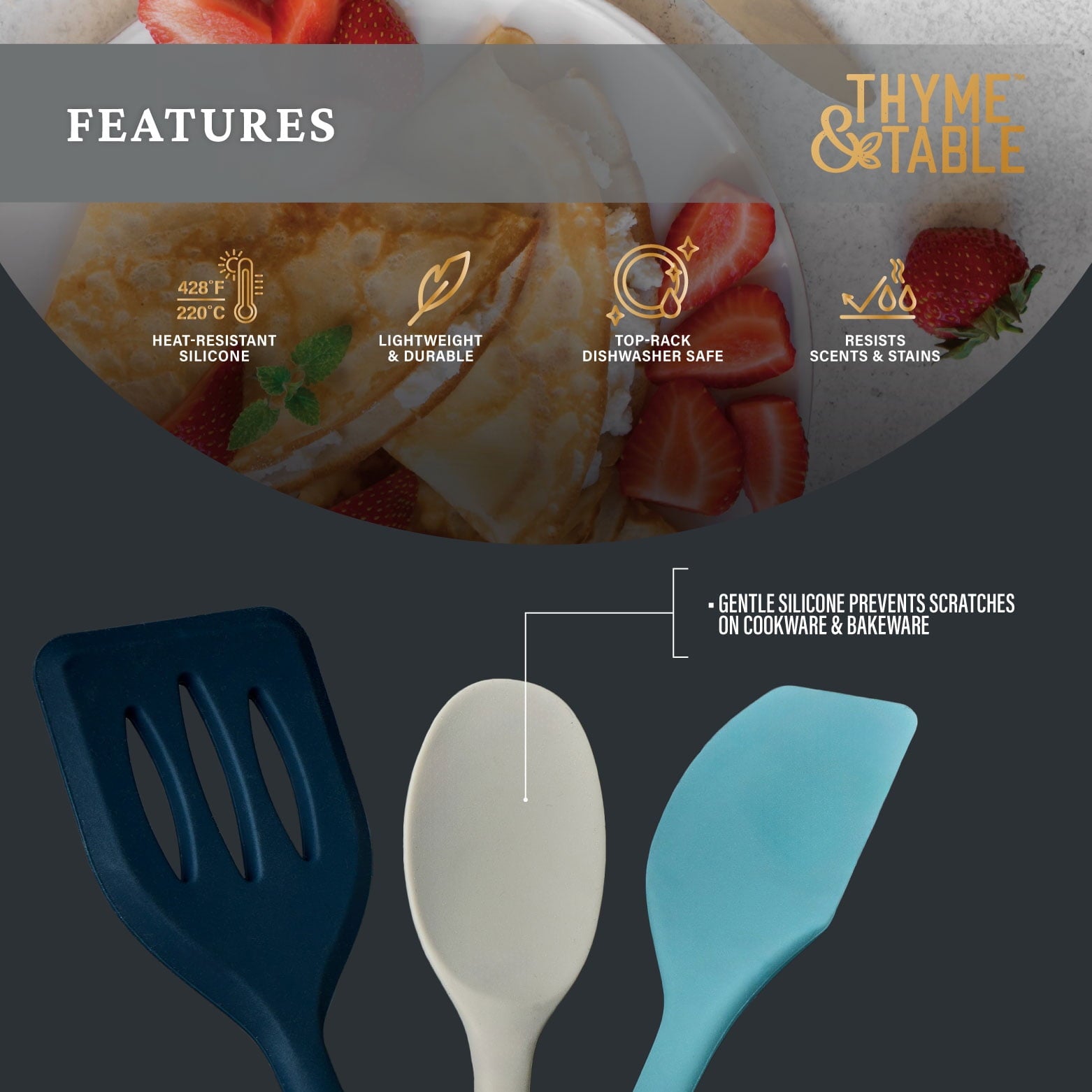 Thyme and Table Silicone Mini Kitchen Utensil Set, 3 pcs