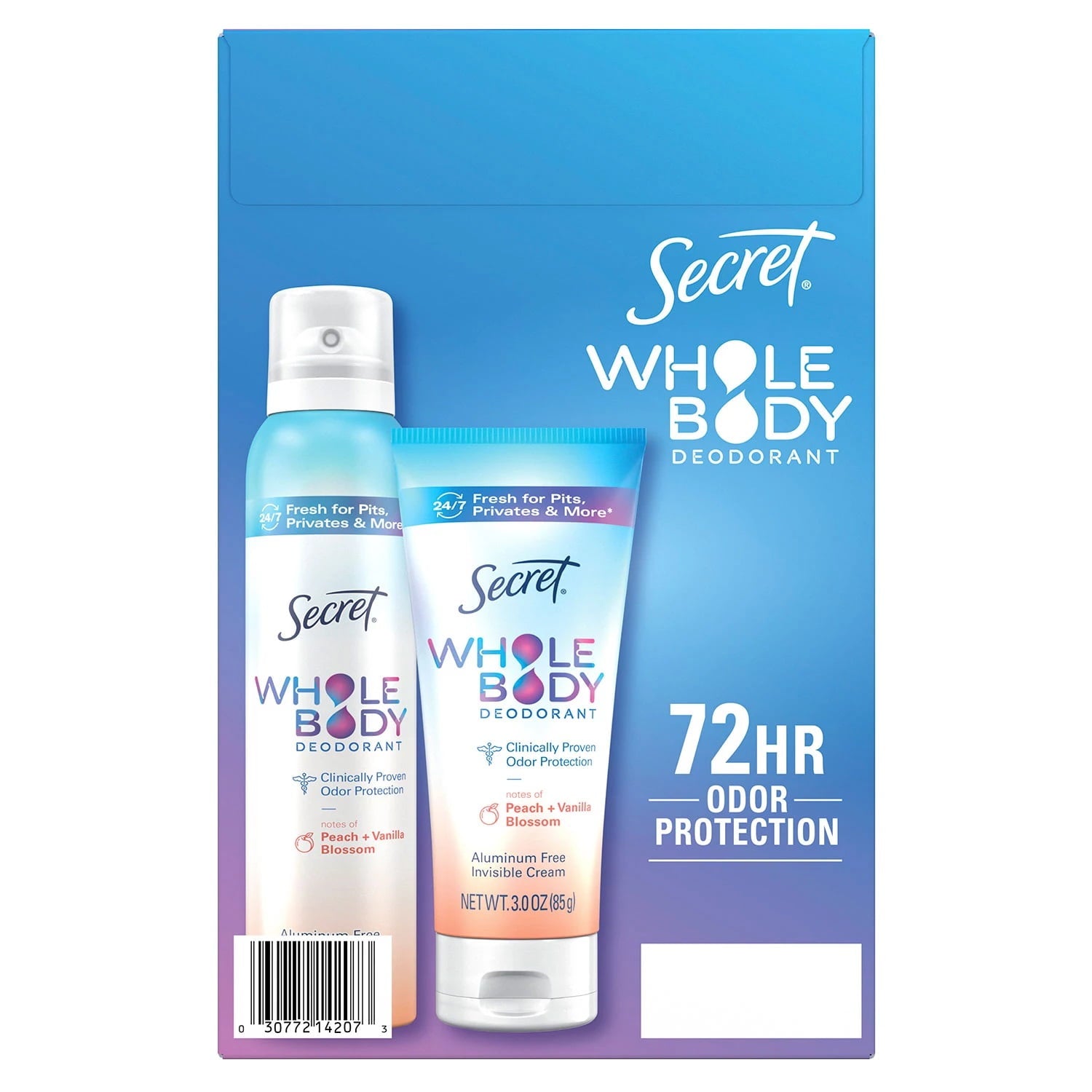 Whole Body Deodorant for Women, Spray + Cream, Peach &amp; Vanilla Blossom