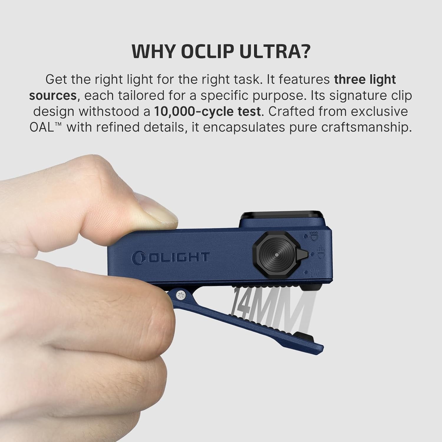 Oclip Ultra EDC Flashlight Clip-on Light, 530 Lumens Rechargeable with Type-C Charging, Combines Floodlight, Spotlight and UV, Triple Magenetic Lights for Inspection and Work (Olive Green)