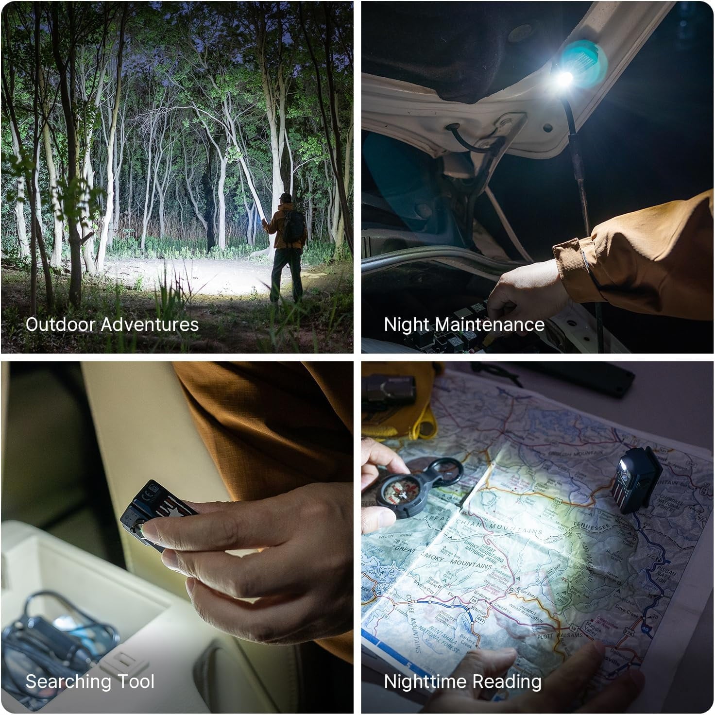 Oclip Ultra EDC Flashlight Clip-on Light, 530 Lumens Rechargeable with Type-C Charging, Combines Floodlight, Spotlight and UV, Triple Magenetic Lights for Inspection and Work (Olive Green)