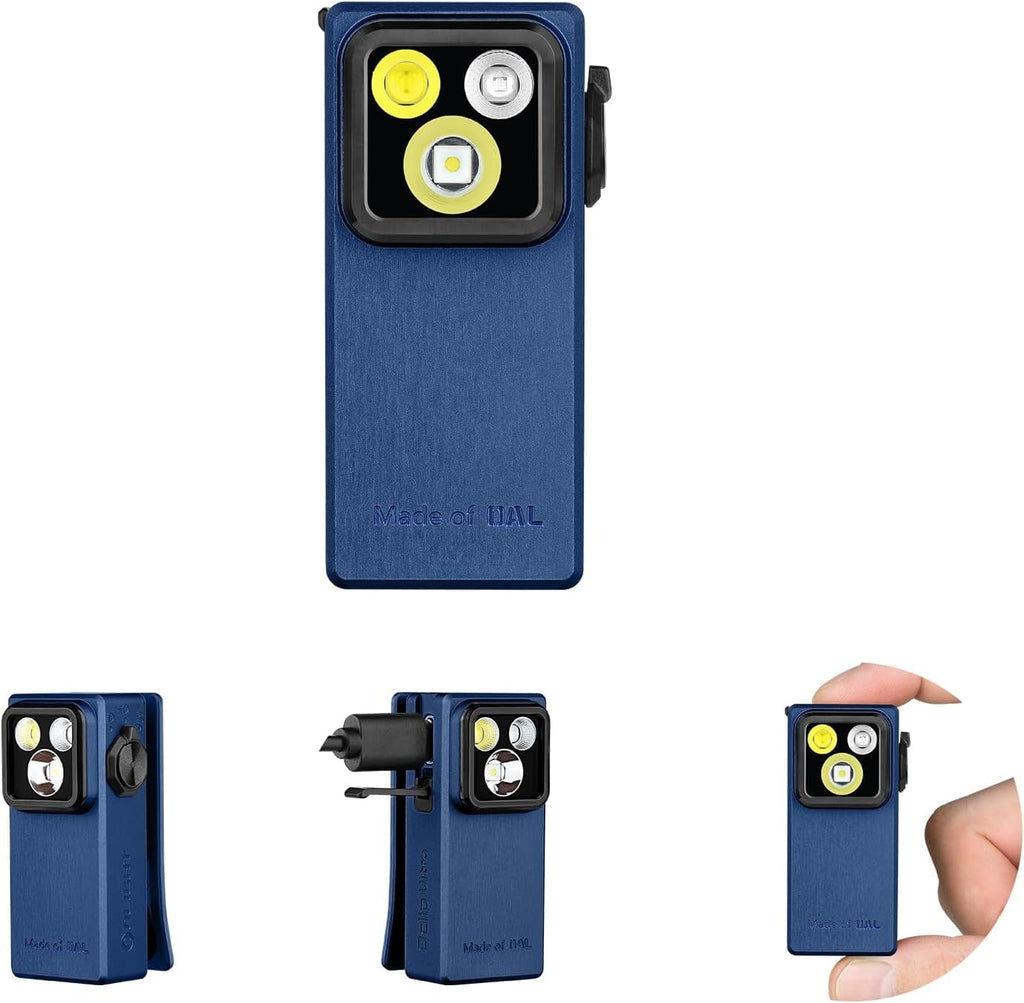 Oclip Ultra EDC Flashlight Clip-on Light, 530 Lumens Rechargeable with Type-C Charging, Combines Floodlight, Spotlight and UV, Triple Magenetic Lights for Inspection and Work (Olive Green)