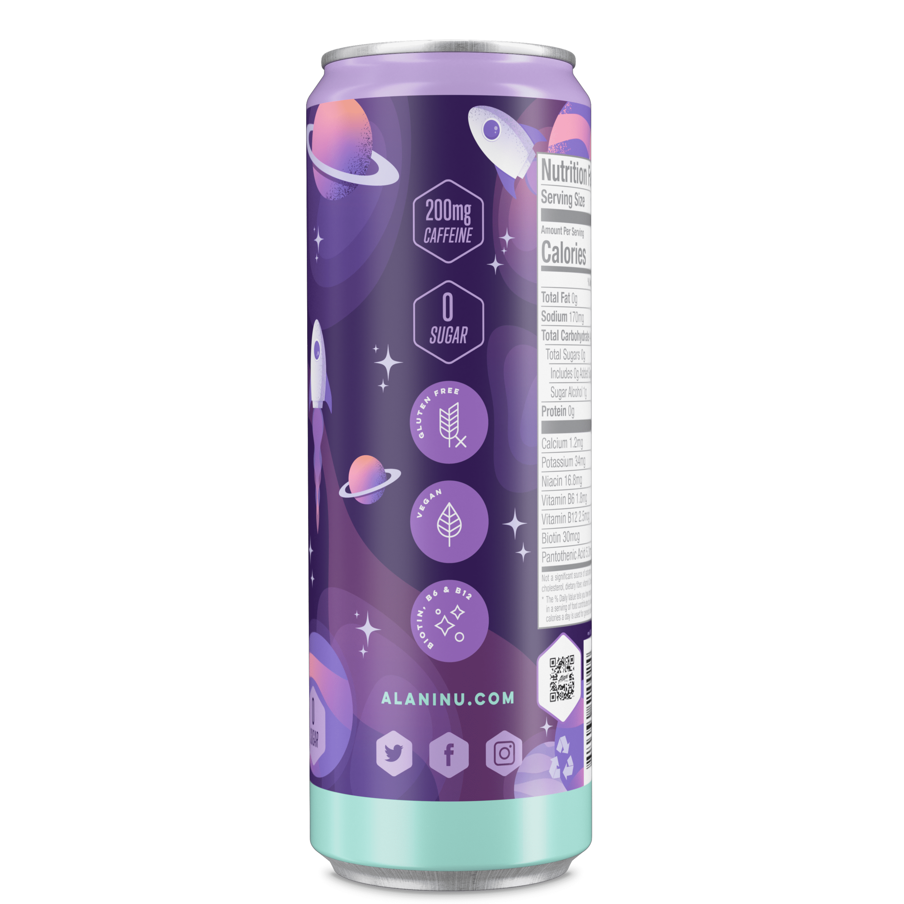 Sugar Free Energy Drink, Cosmic Stardust, 12 fl oz, 24 Pack, Cans, 200mg Caffeine