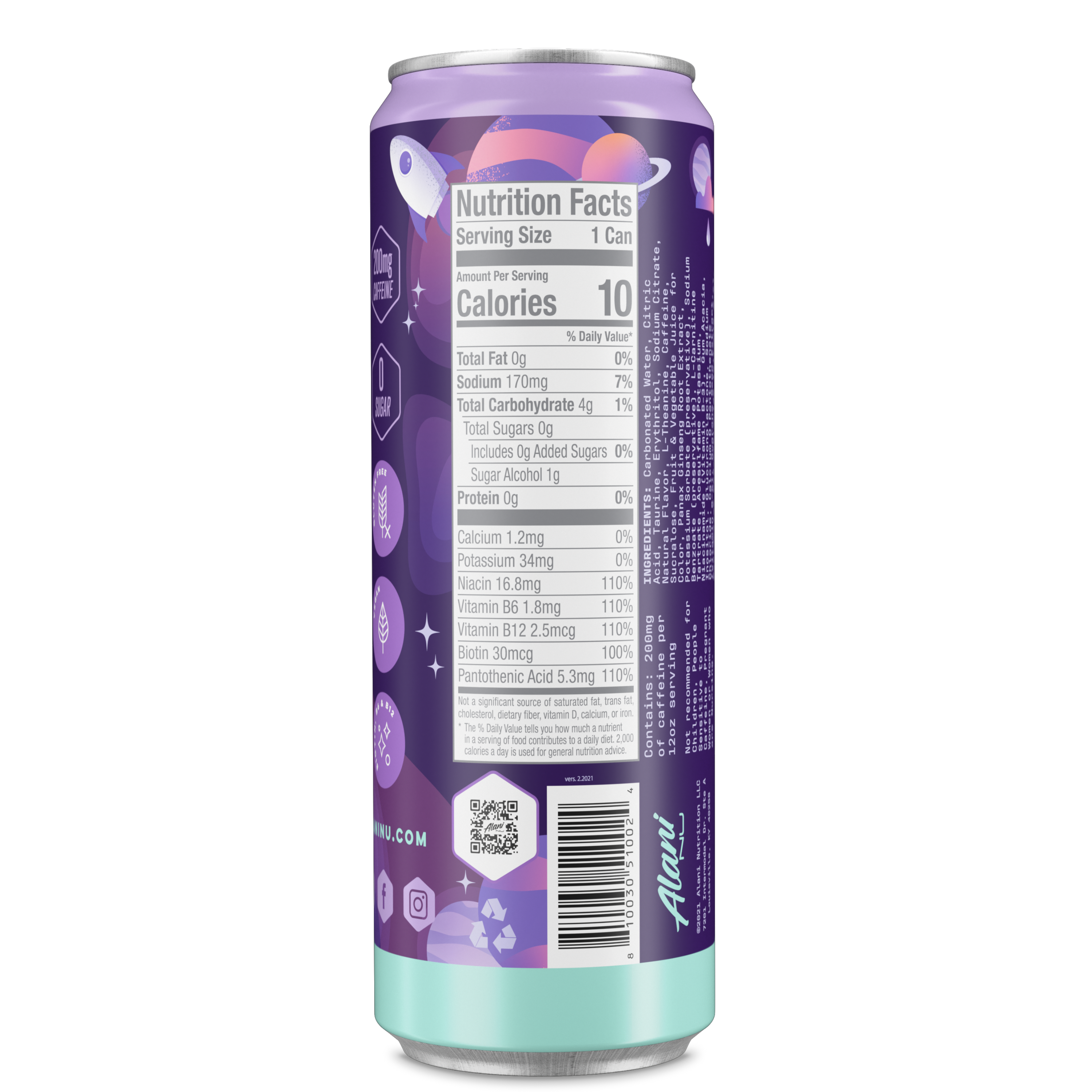 Sugar Free Energy Drink, Cosmic Stardust, 12 fl oz, 24 Pack, Cans, 200mg Caffeine