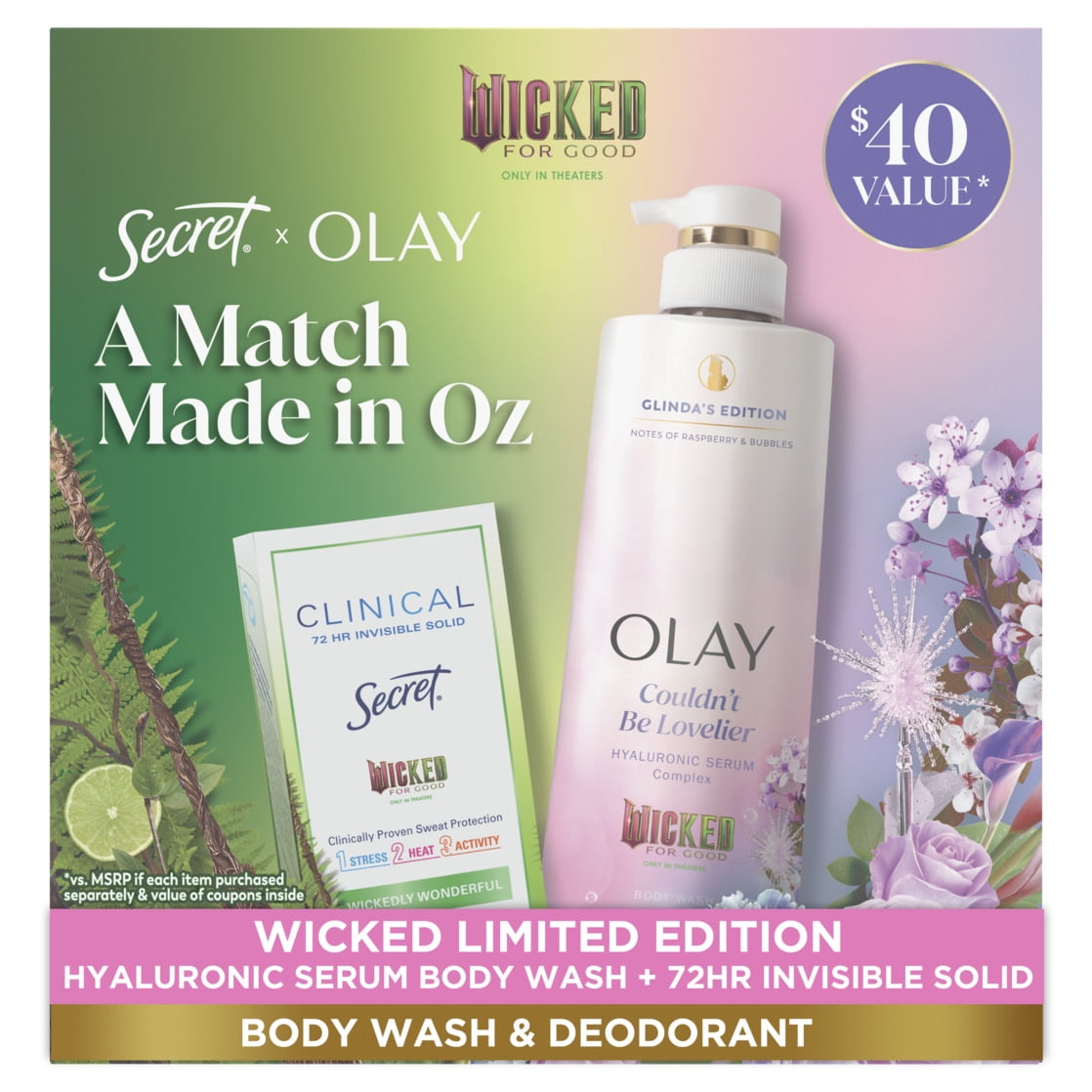 Wicked Enchanting Body Care Duo: Limited Edition Serum Body Wash Glinda's Edition &amp; Clinical Antiperspirant 2.6 oz