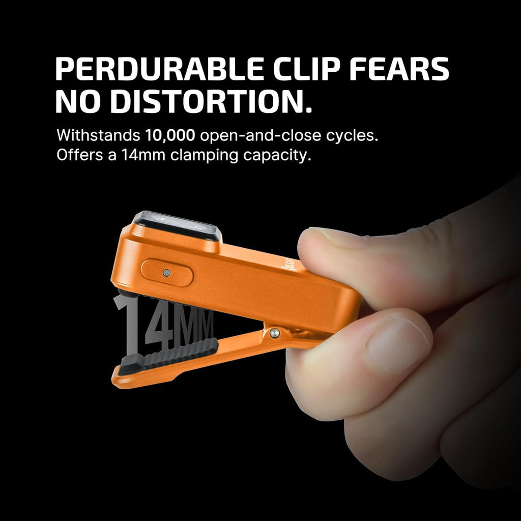 Oclip Rechargeable EDC Flashlight 300 Lumens Dual Sources Compact Pocket Clip Light, Convenient USB C Charging, Magnetic Flash Lights for Working, Cycling, Emergency, Signaling Tool(Orange)