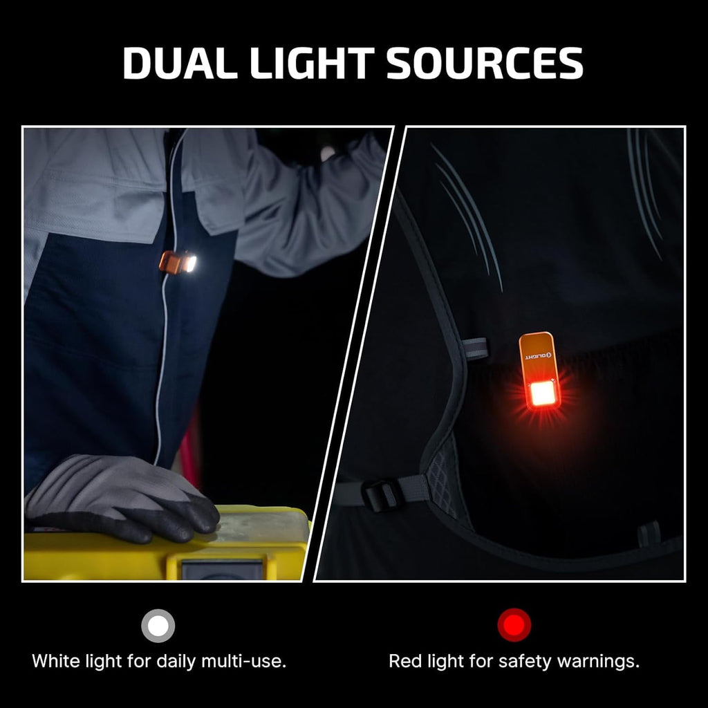 Oclip Rechargeable EDC Flashlight 300 Lumens Dual Sources Compact Pocket Clip Light, Convenient USB C Charging, Magnetic Flash Lights for Working, Cycling, Emergency, Signaling Tool(Orange)