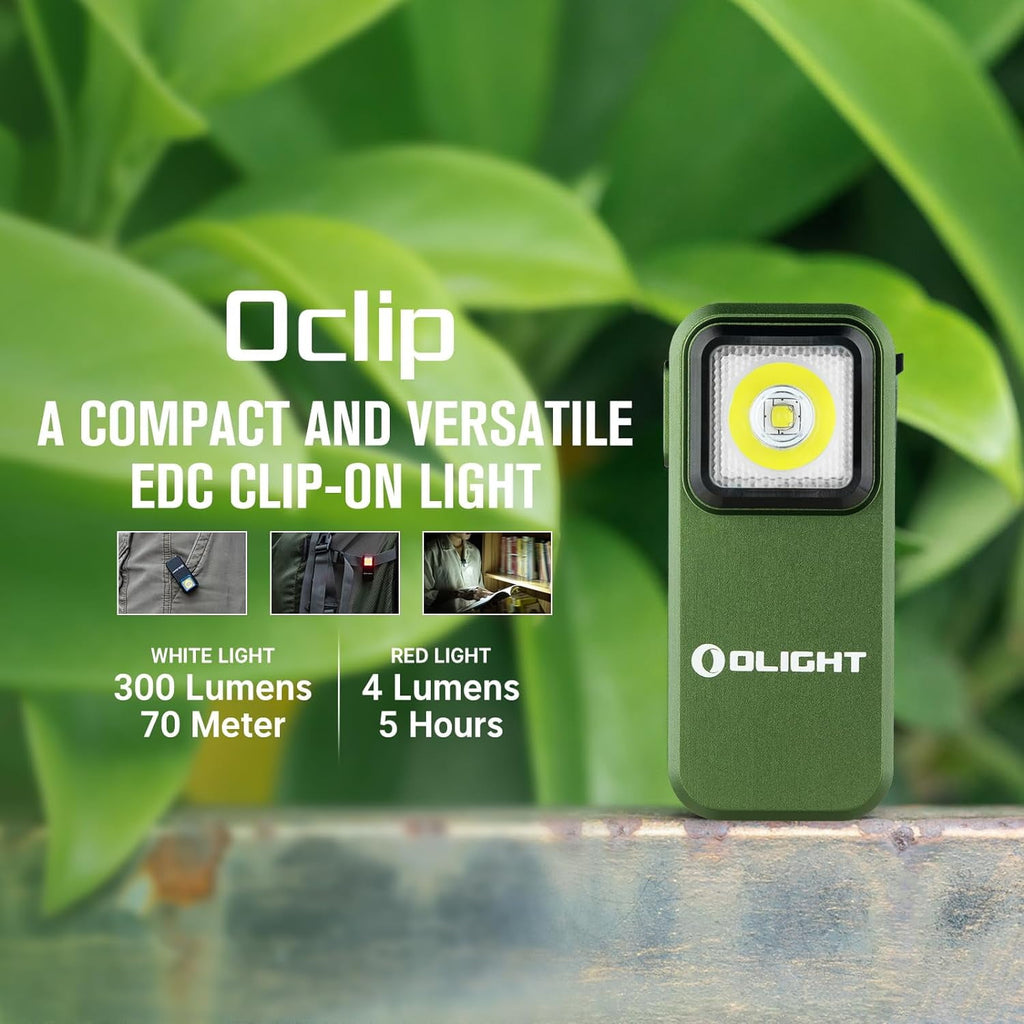 Oclip Rechargeable EDC Flashlight 300 Lumens Dual Sources Compact Pocket Clip Light, Convenient USB C Charging, Magnetic Flash Lights for Working, Cycling, Emergency, Signaling Tool(Orange)