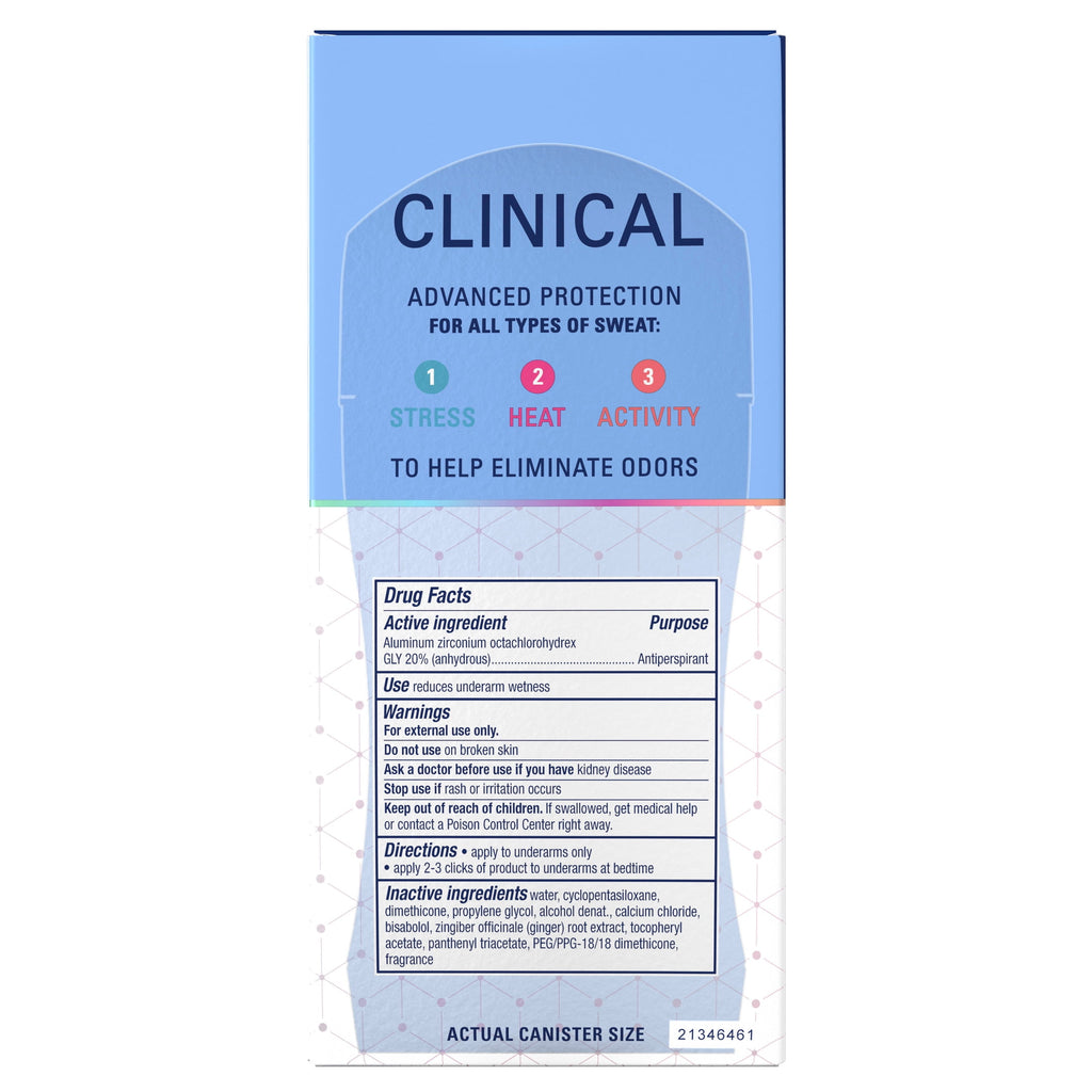 Clinical Antiperspirant Deodorant for Women, 100HR Sweat &amp; Odor Protection, Pro-Hyaluronic Acid, Clear Gel, Stress Response, 2.6 oz