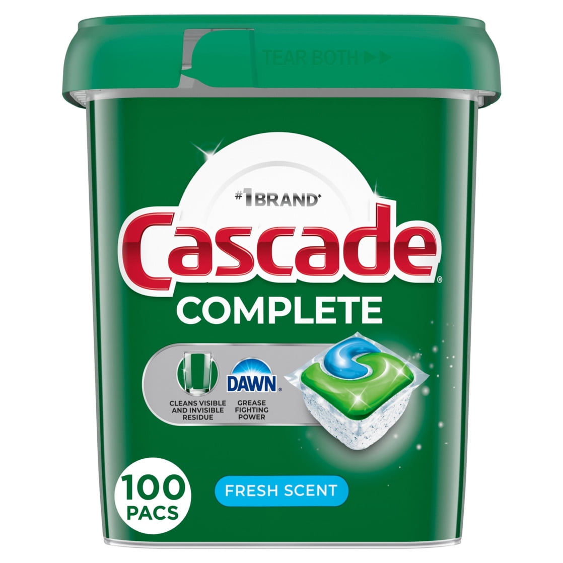 Complete Dishwasher Pods, Action Pacs Dishwasher Detergent Tabs, Fresh, 100 Count