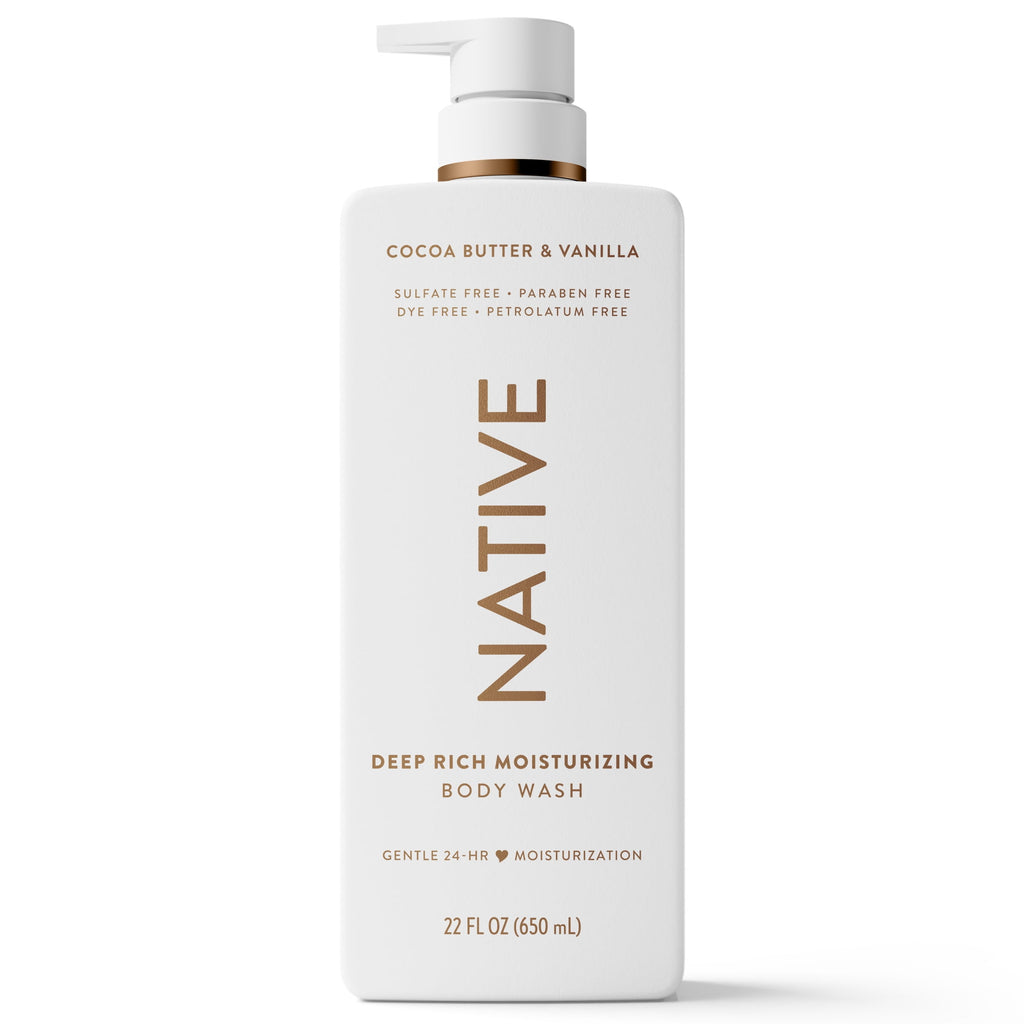 Moisturizing Body Wash, Cocoa Butter &amp; Vanilla, Sulfate Free, 24hr Moisturization with Shea Butter, for Women &amp; Men for Dry Skin, 22 fl oz