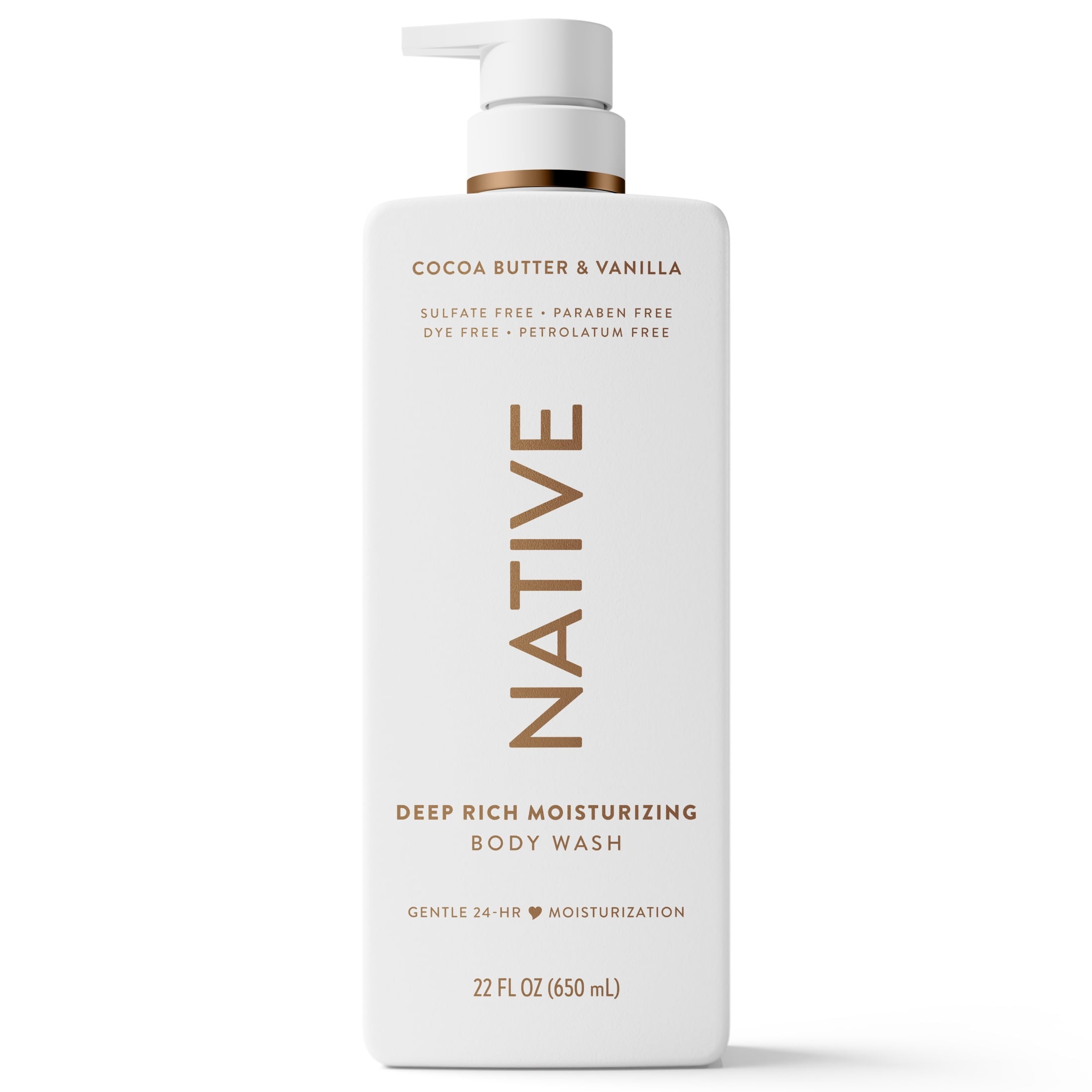 Moisturizing Body Wash, Cocoa Butter &amp; Vanilla, Sulfate Free, 24hr Moisturization with Shea Butter, for Women &amp; Men for Dry Skin, 22 fl oz
