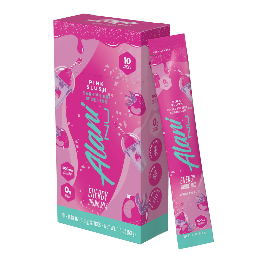 (12 pack) Alani Nu Energy Sticks, Pink Slush, 10 Count, 200mg Caffeine, Zero Sugar