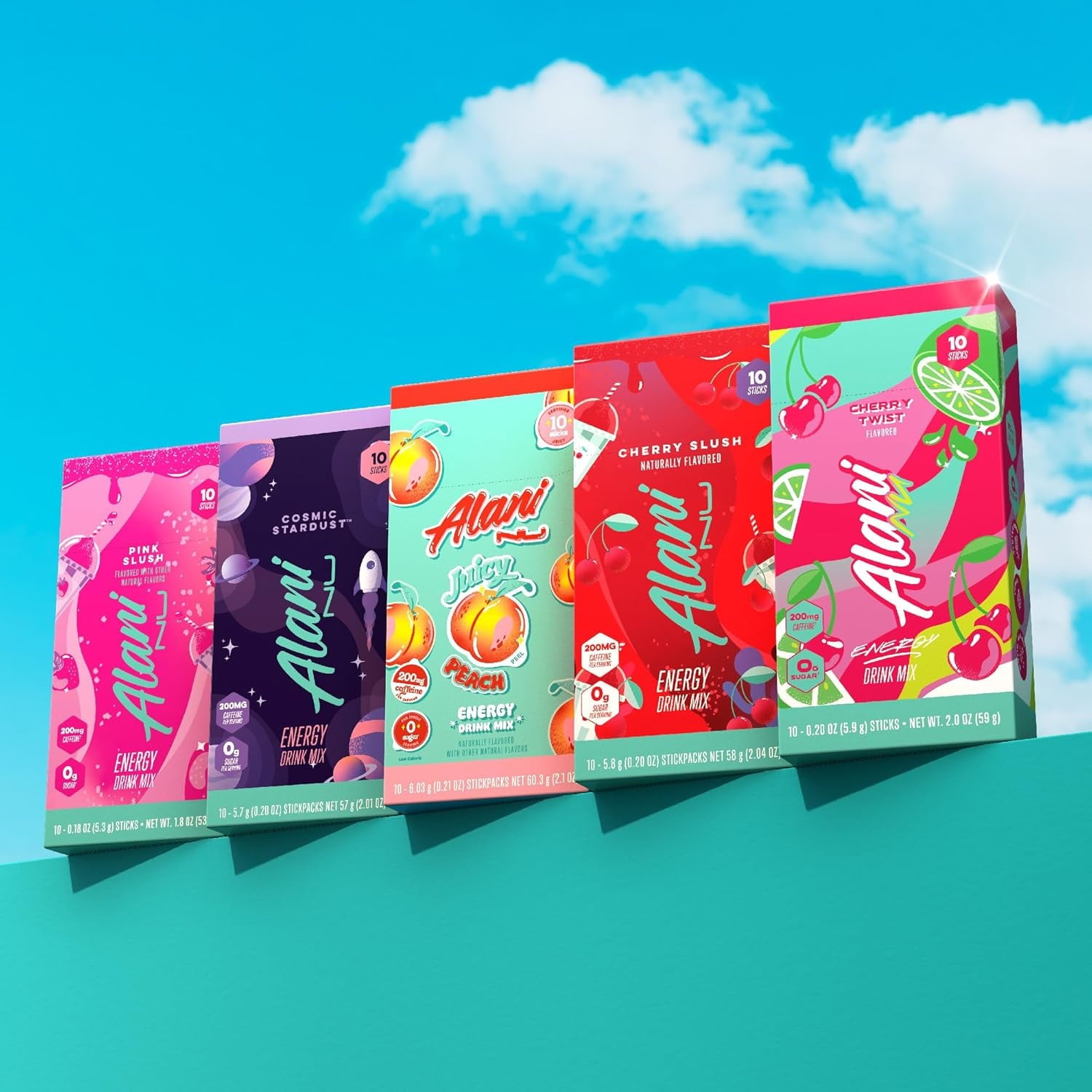 (12 pack) Alani Nu Energy Sticks, Pink Slush, 10 Count, 200mg Caffeine, Zero Sugar