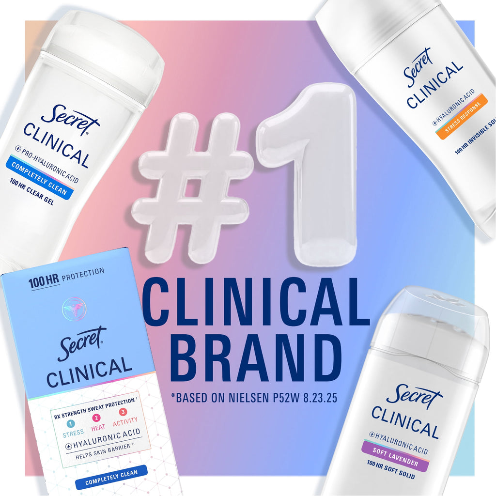 Clinical Antiperspirant Deodorant for Women, 100HR Sweat &amp; Odor Protection, Pro-Hyaluronic Acid, Clear Gel, Clear Aloe, 2.6 oz