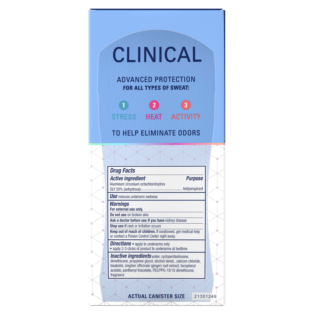 Clinical Antiperspirant Deodorant for Women, 100HR Sweat &amp; Odor Protection, Pro-Hyaluronic Acid, Clear Gel, Clear Aloe, 2.6 oz