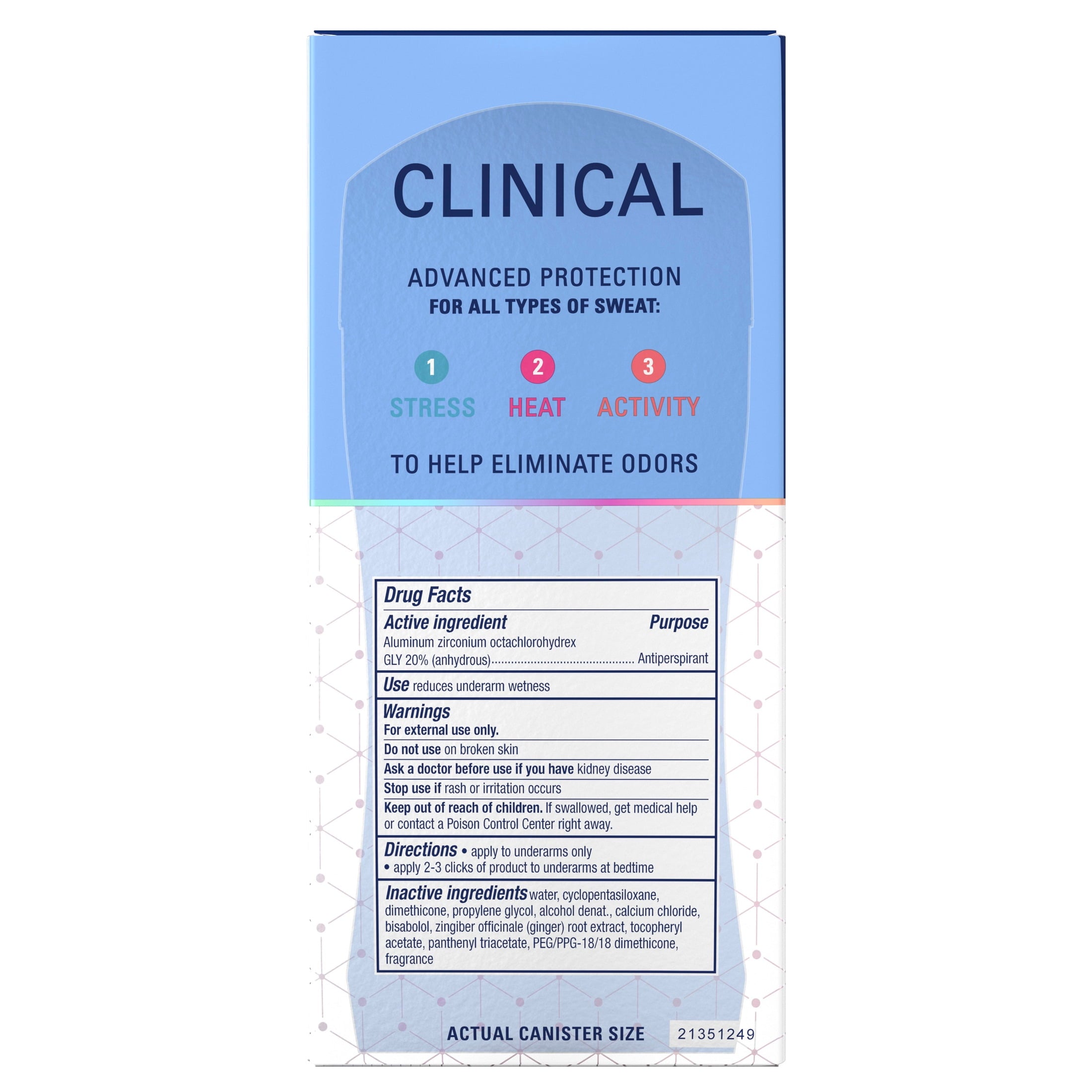 Clinical Antiperspirant Deodorant for Women, 100HR Sweat &amp; Odor Protection, Pro-Hyaluronic Acid, Clear Gel, Clear Aloe, 2.6 oz