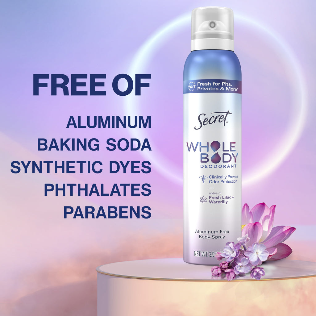 Whole Body Women's Deodorant Aluminum Free Spray, Lilac &amp; Waterlily 3.5oz