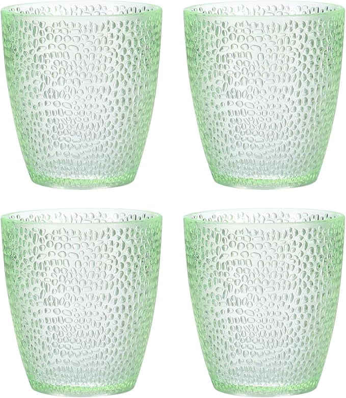 7oz Acrylic Drinking Glasses, 4Pcs Tumblers Drinkware Unbreakable Water Glasses Cups &amp; for Home Outdoors Restaurant, Emerald