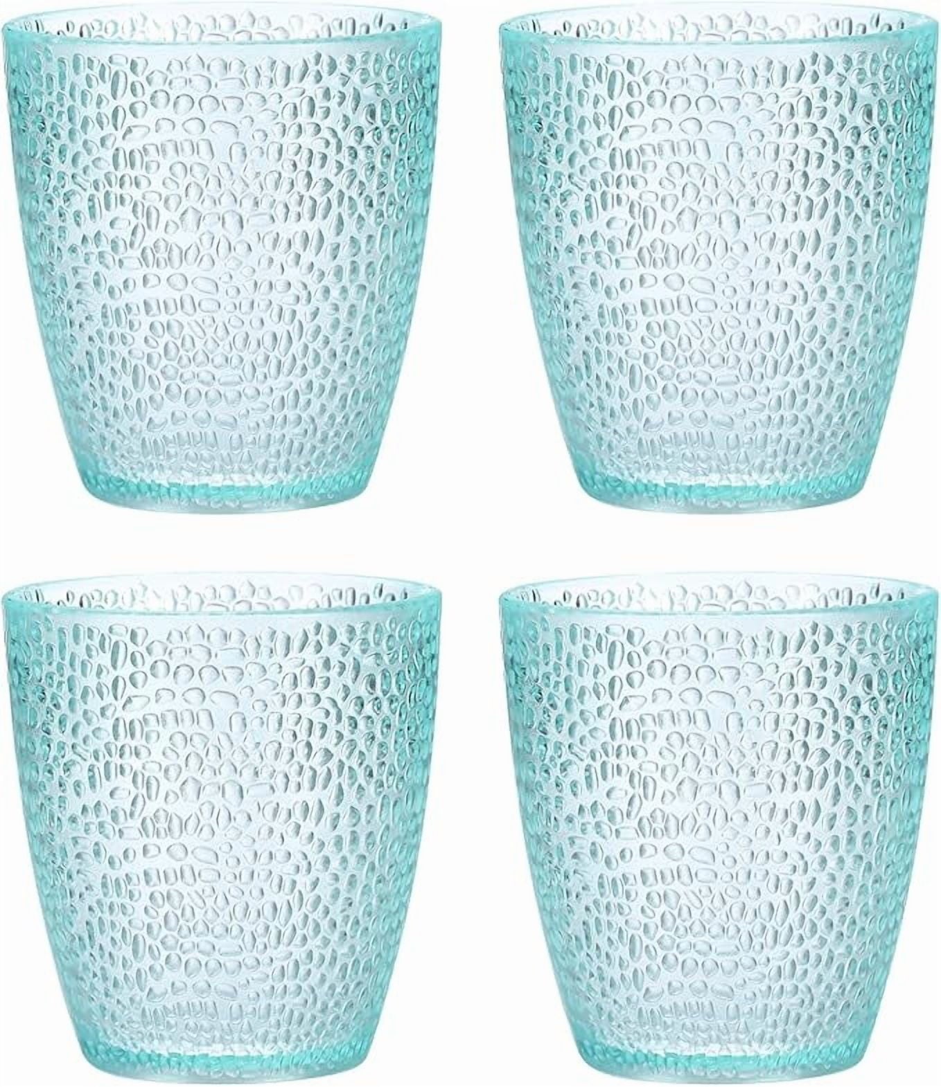 7oz Acrylic Drinking Glasses, 4Pcs Tumblers Drinkware Unbreakable Water Glasses Cups &amp; for Home Outdoors Restaurant, Emerald
