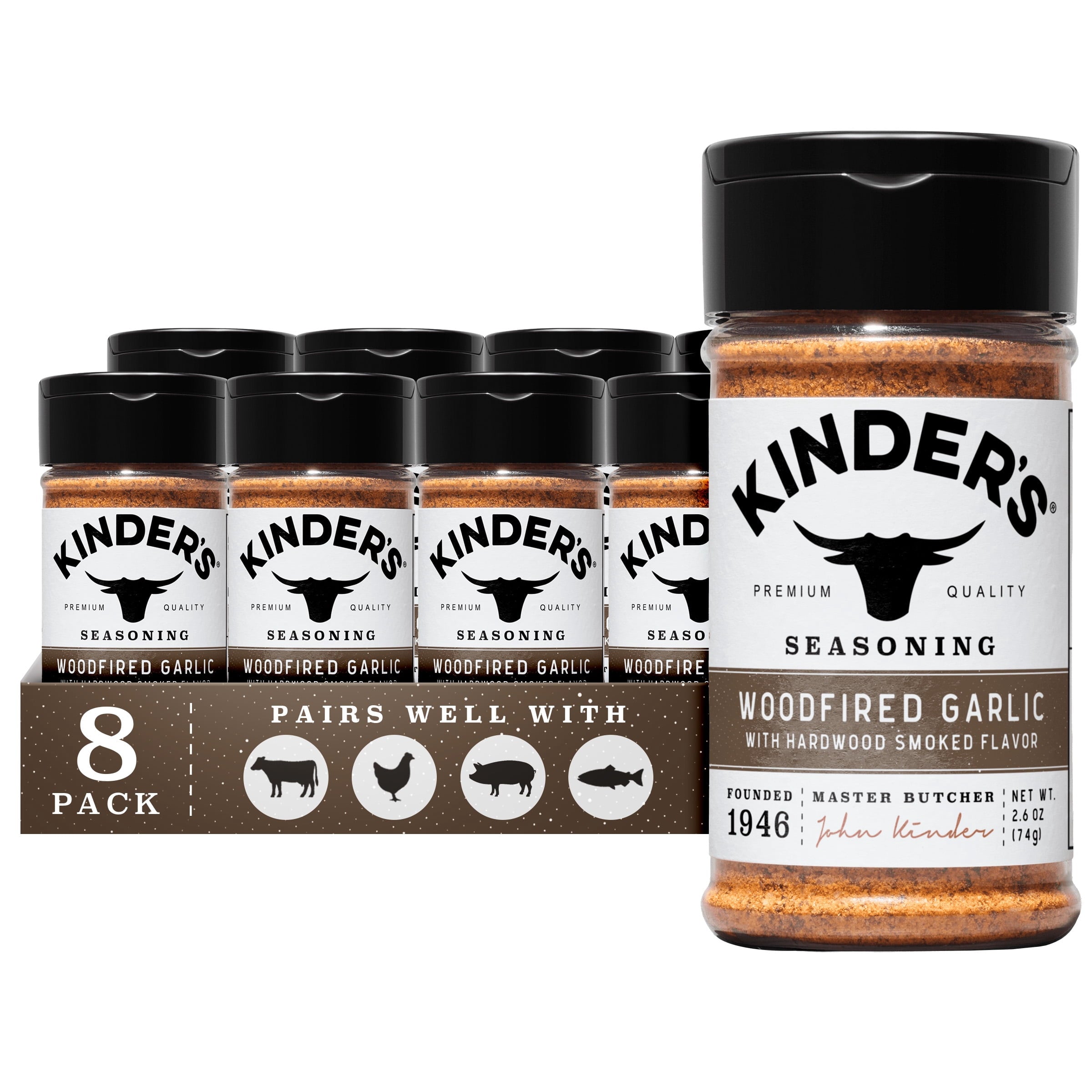 Woodfired Garlic Seasoning Blend with Smoked Garlic and BBQ Spices, 2.3 oz