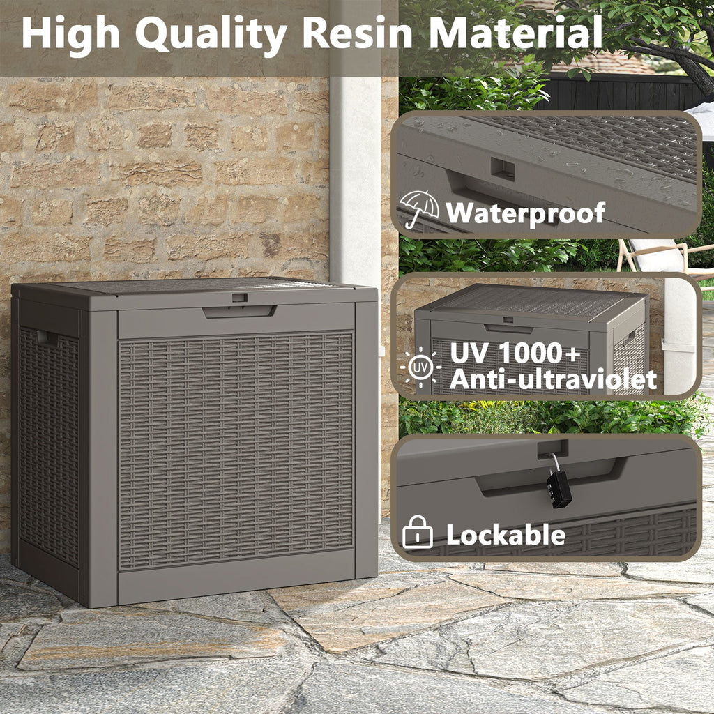 31 Gallon Deck Box, Resin Outdoor Storage Box, and Storage Deck Box for Garden Tools, Supplies, Toys