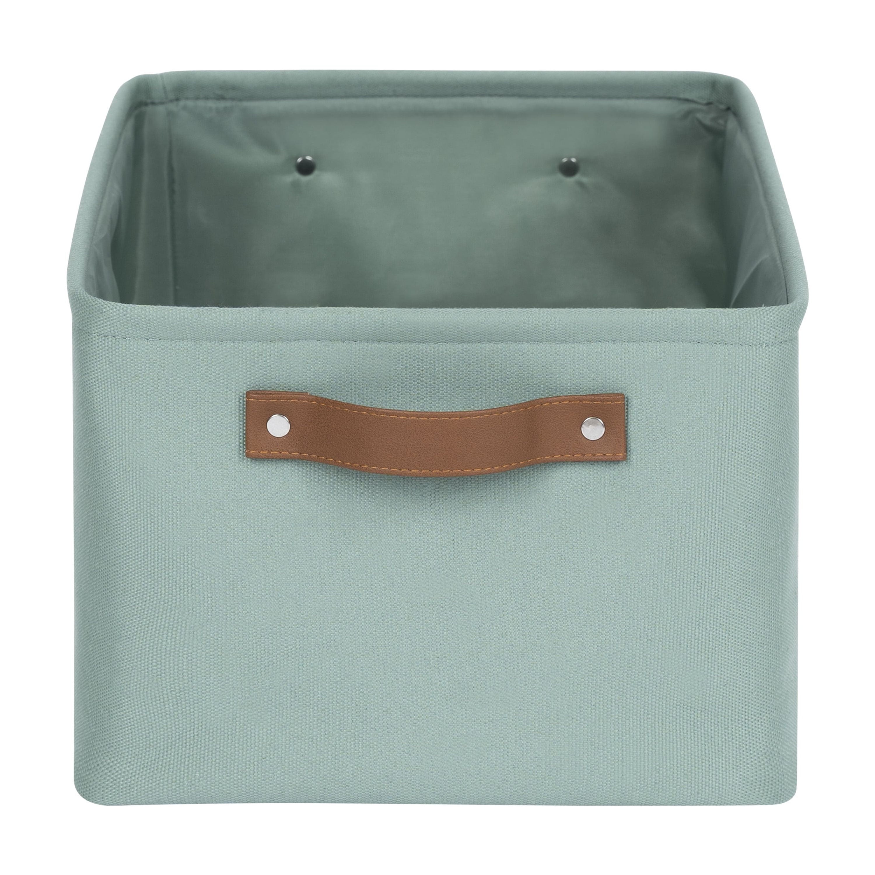 Natural Canvas Fabric Decorative Storage Basket with Handles, 15 in x 8 in x 11 in