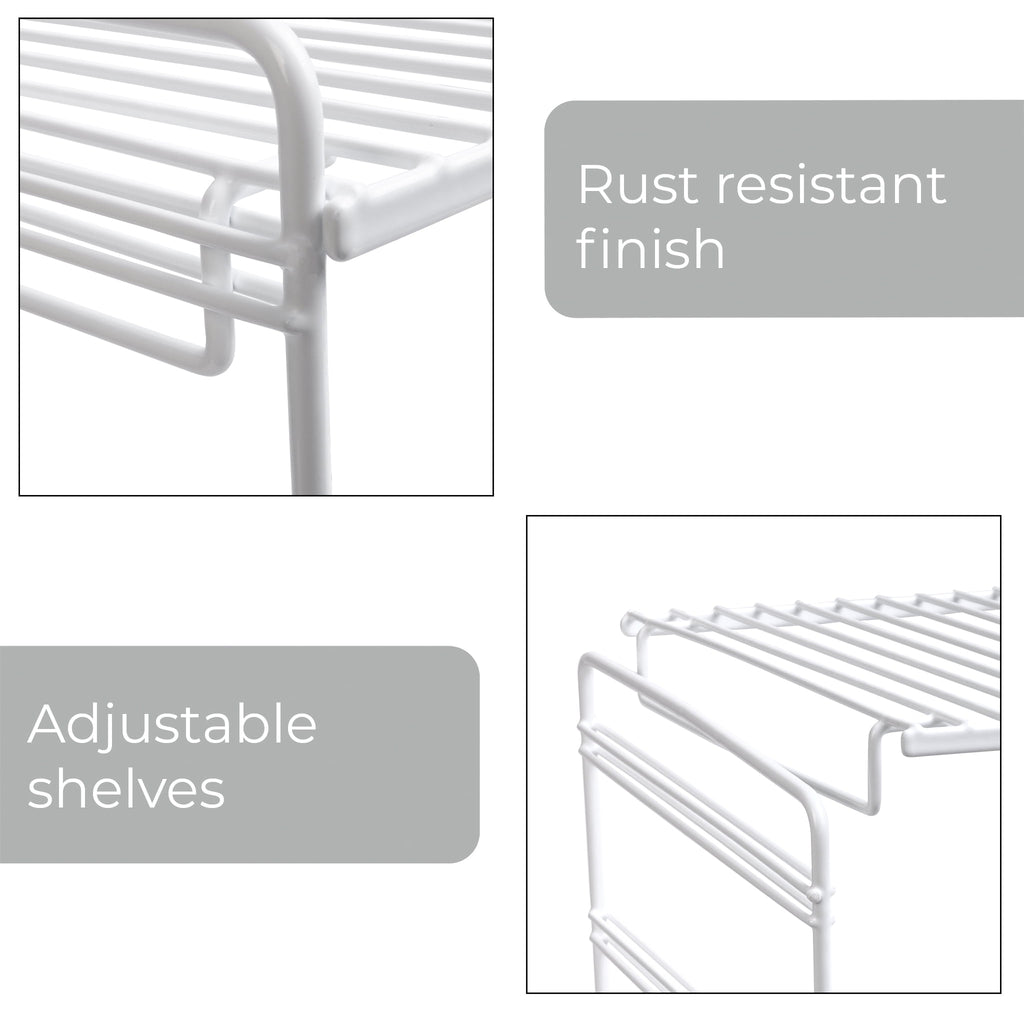 3-Tier Shelf Organizer, Kitchen Counter Storage Rack for Pantry and Cabinet Organization, White
