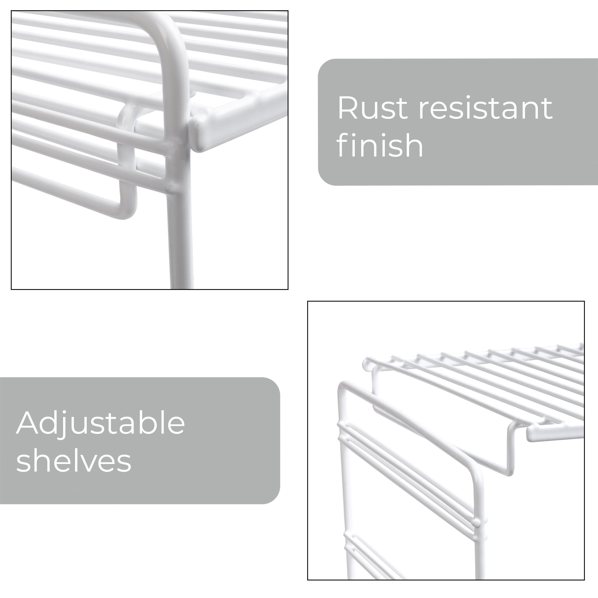 3-Tier Shelf Organizer, Kitchen Counter Storage Rack for Pantry and Cabinet Organization, White