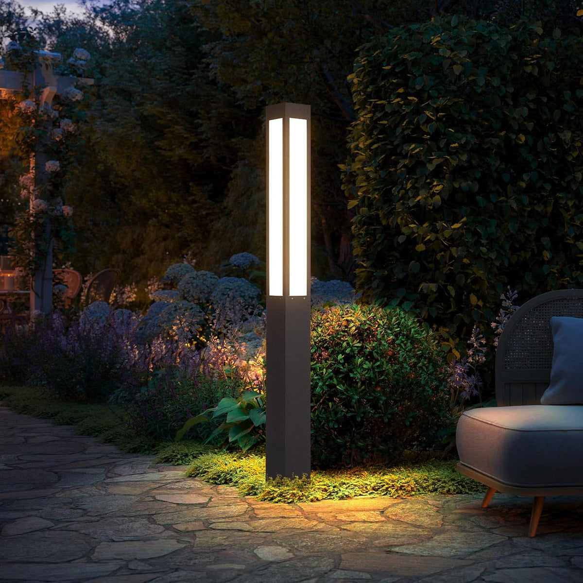Pathway Lights, Landscape Path Light 71 Inches Outdoor Floor Lamp Modern Bollard Lighting High Voltage Walkway Driveway Light Aluminum IP54 Waterproof LED for Lawn Garden Patio Yard Decoration
