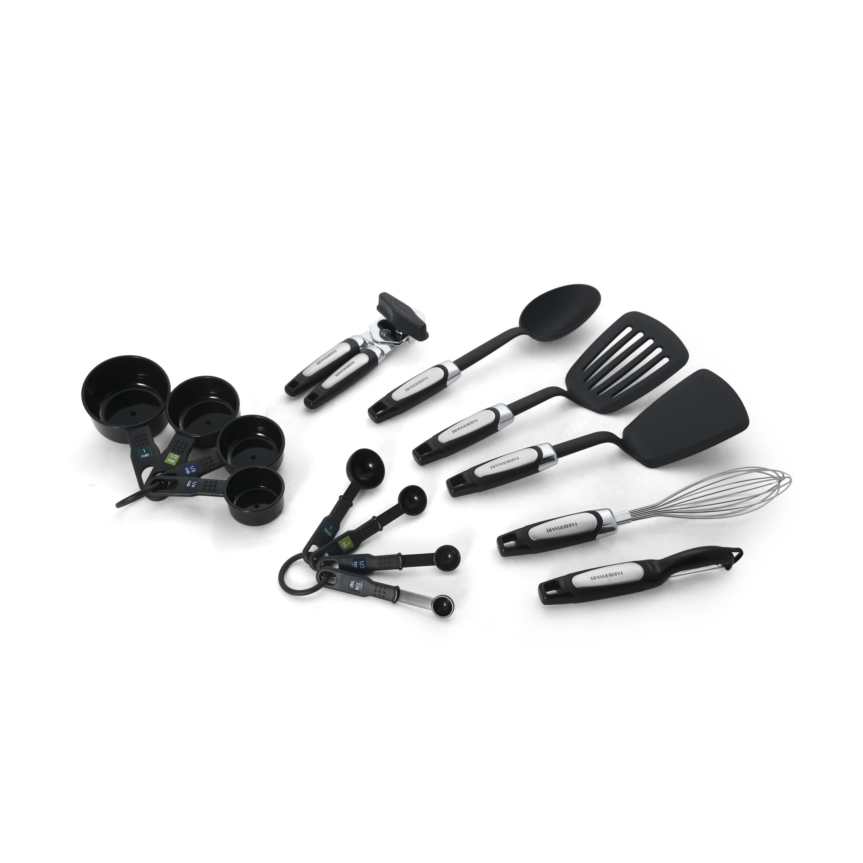 14-Piece Kitchen Tool and Gadget Kitchen Utensil Set in Black