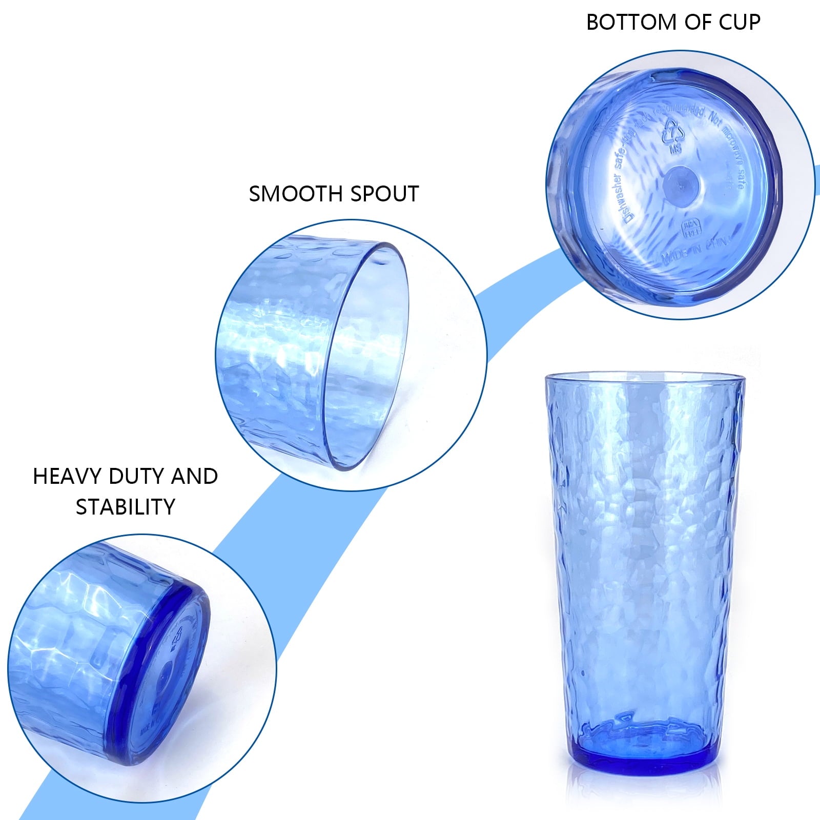 24-Ounce Plastic Tumbler Acrylic Drinking Glasses, Plastic Cups, , , Shatter Proof, , Set of 8 ( Multicolor )