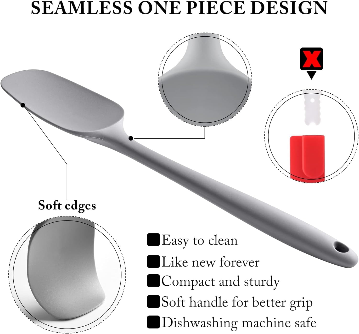 Food Grade Silicone Rubber Spatula Set, 5 Pcs Kitchen Cooking Baking Mixing Utensil Sets, High Non Stick Dishwasher- Khaki