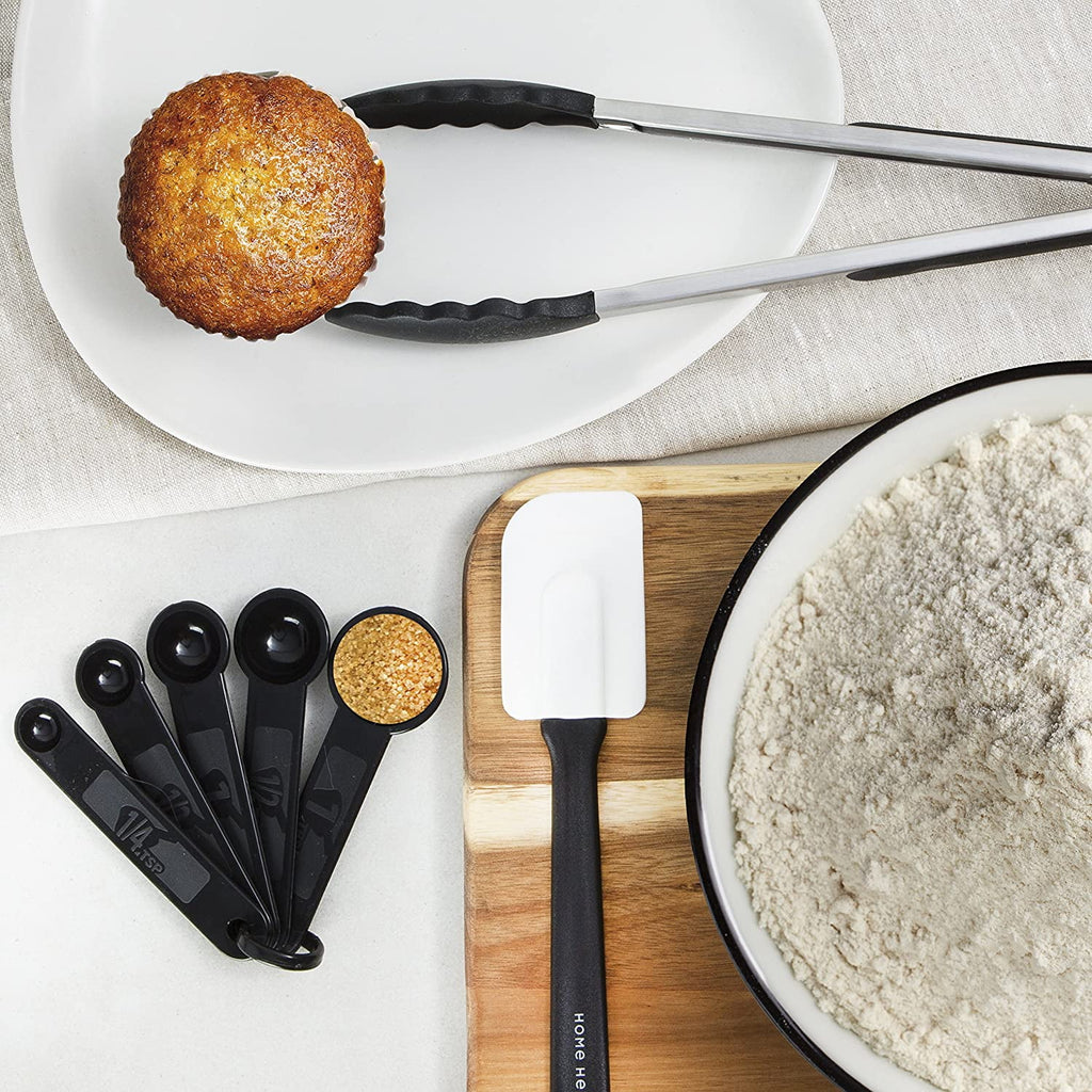 25 Pcs Silicone Spatula Kitchen Utensils Set - Stainless Steel and Nylon, Black